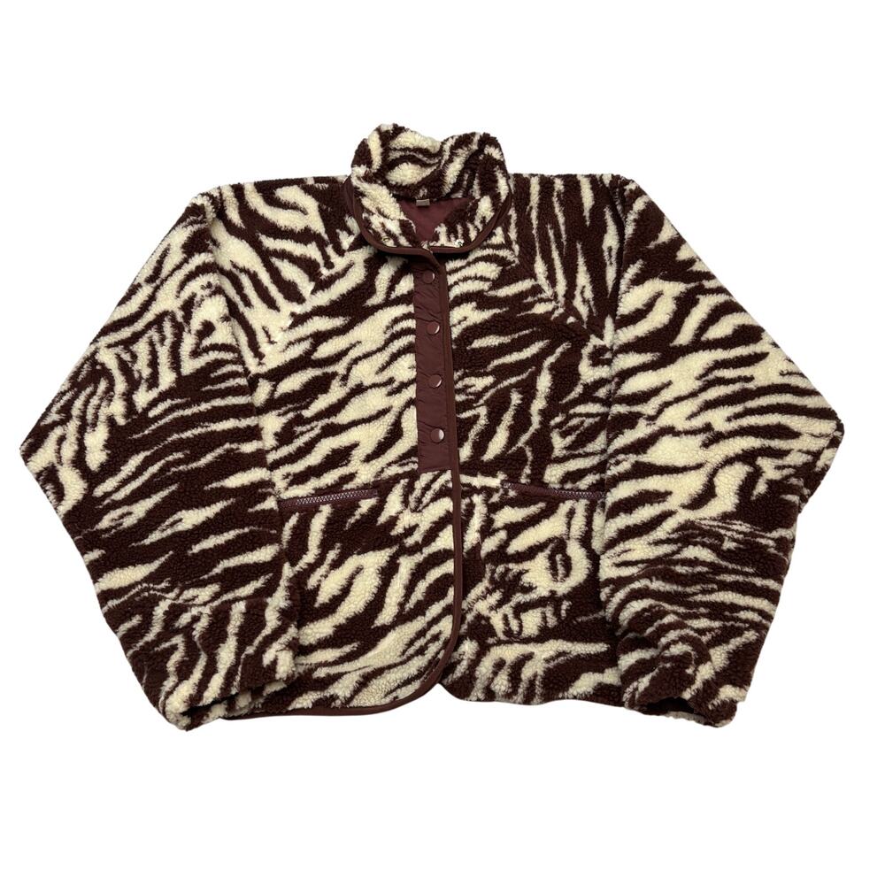 Free People FP Movement Hit The Slopes Zebra Printed Fleece Jacket Small